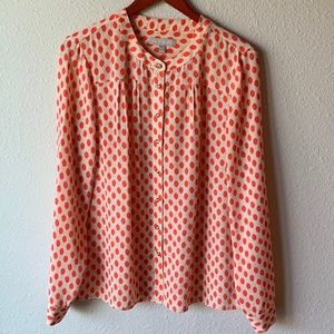 Banana Republic orange and white button up blouse